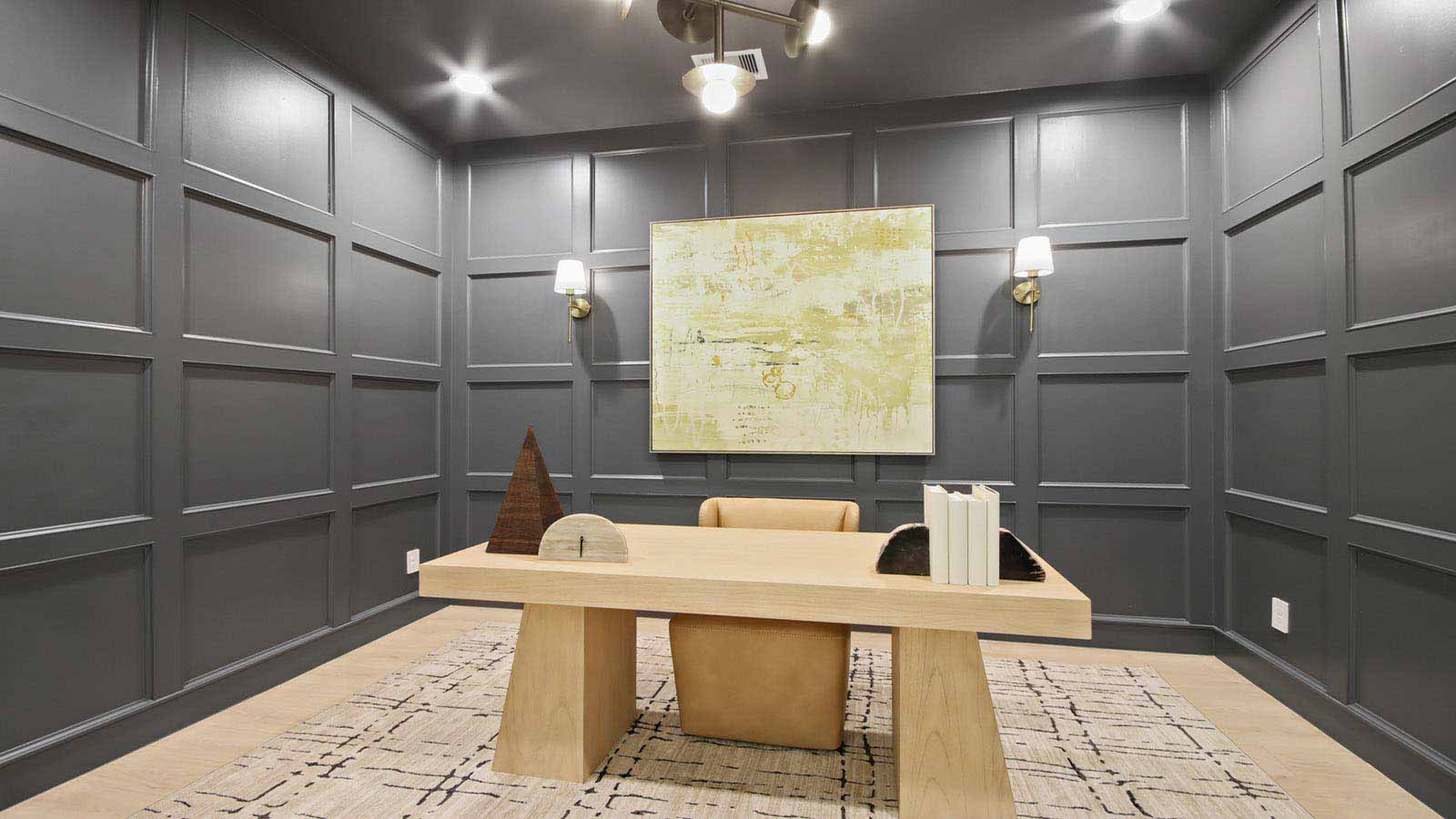 Study with stylish vinyl flooring