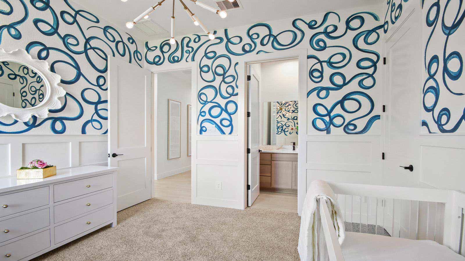 Secondary bedroom with carpet flooring