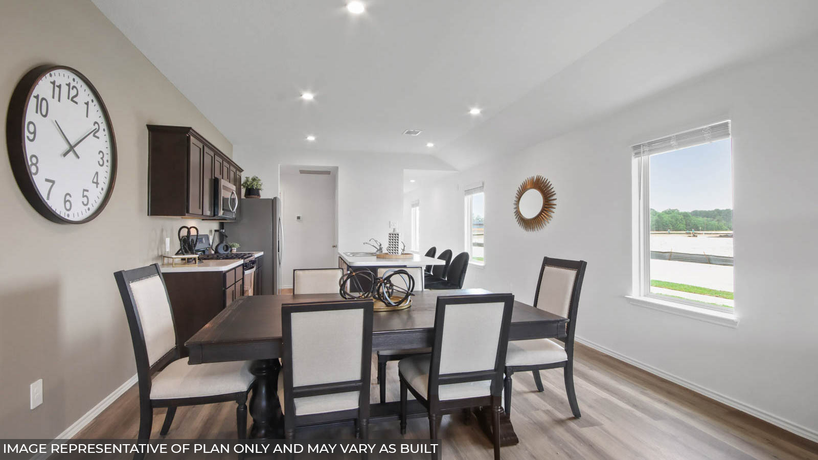 Family room and dining room.