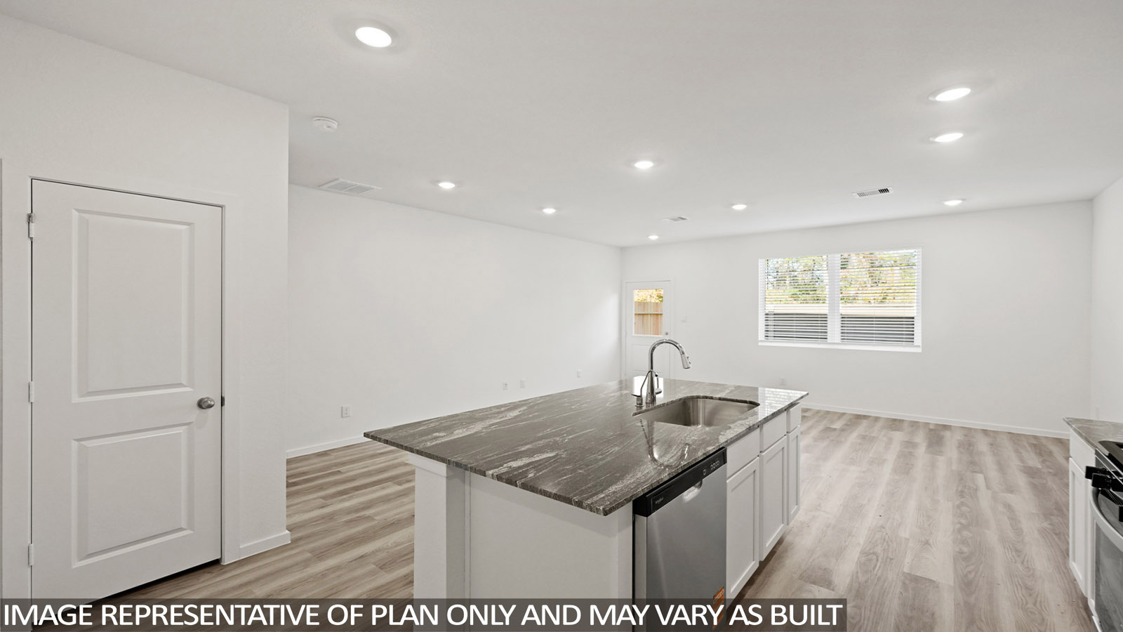 open concept living and dining area