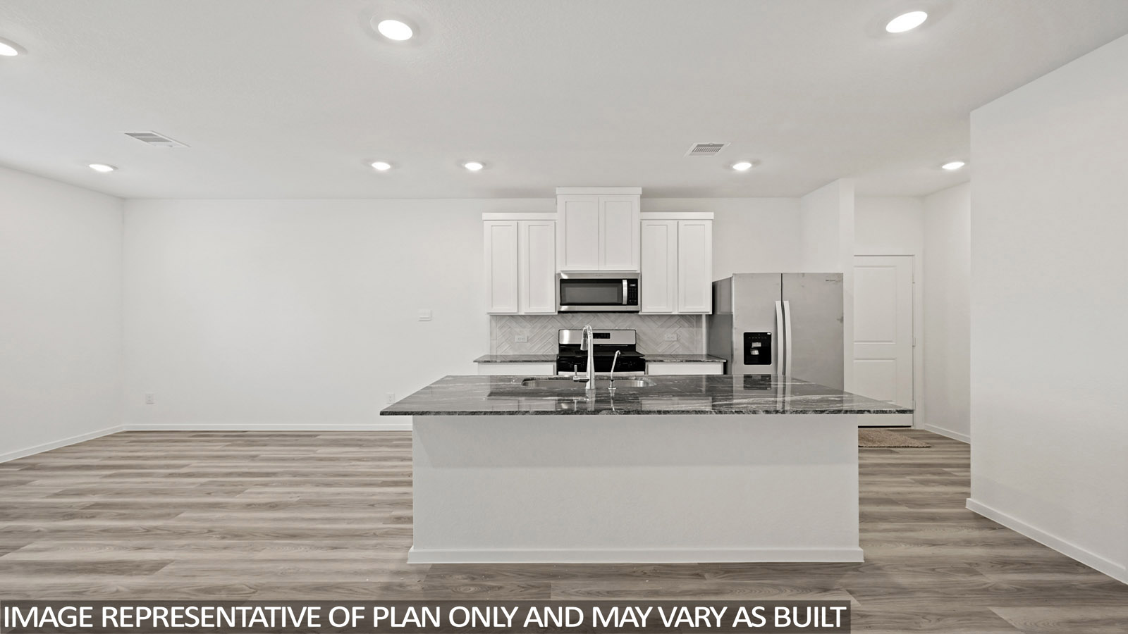 open concept living and dining area