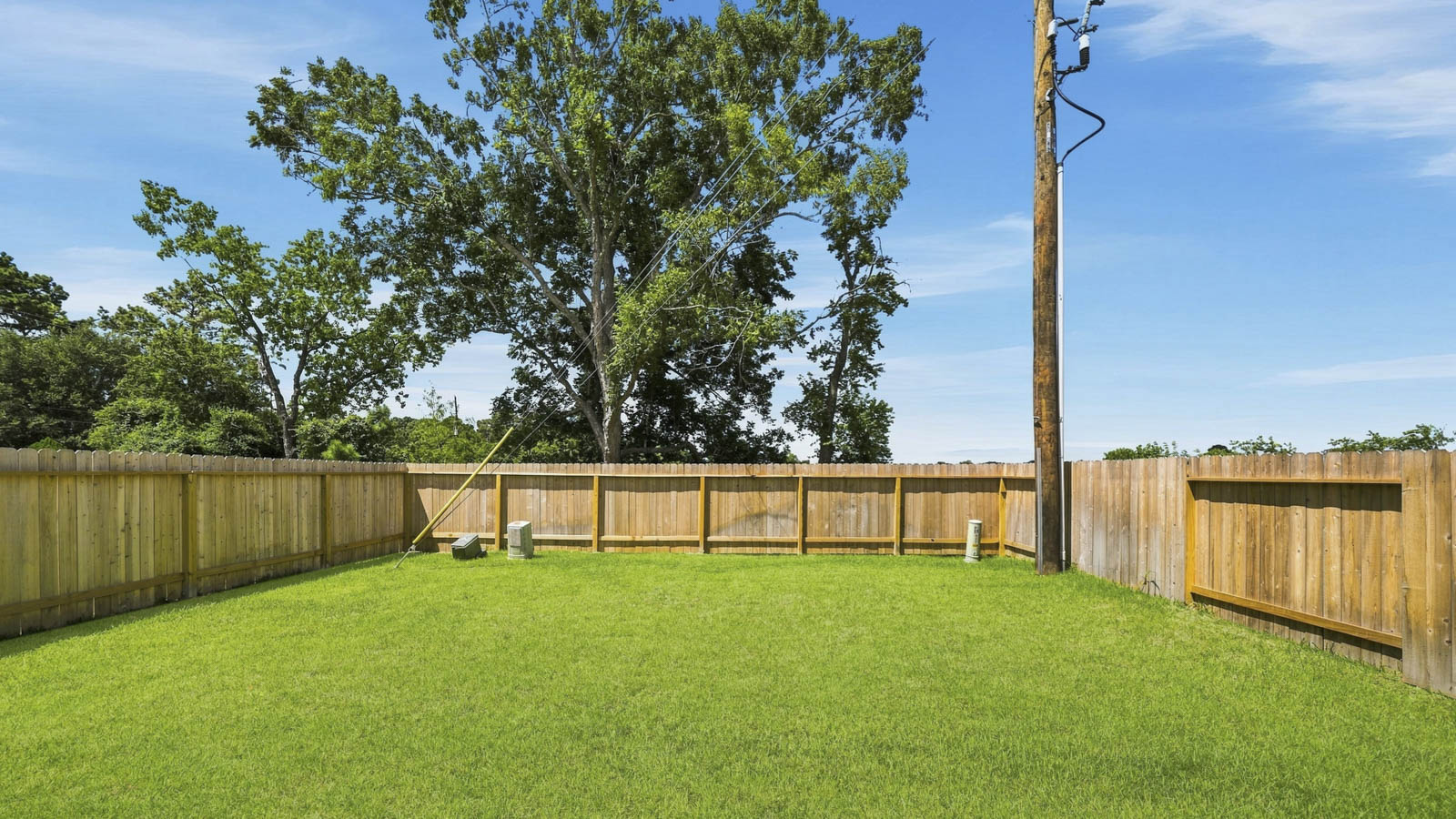 fully fenced backyard