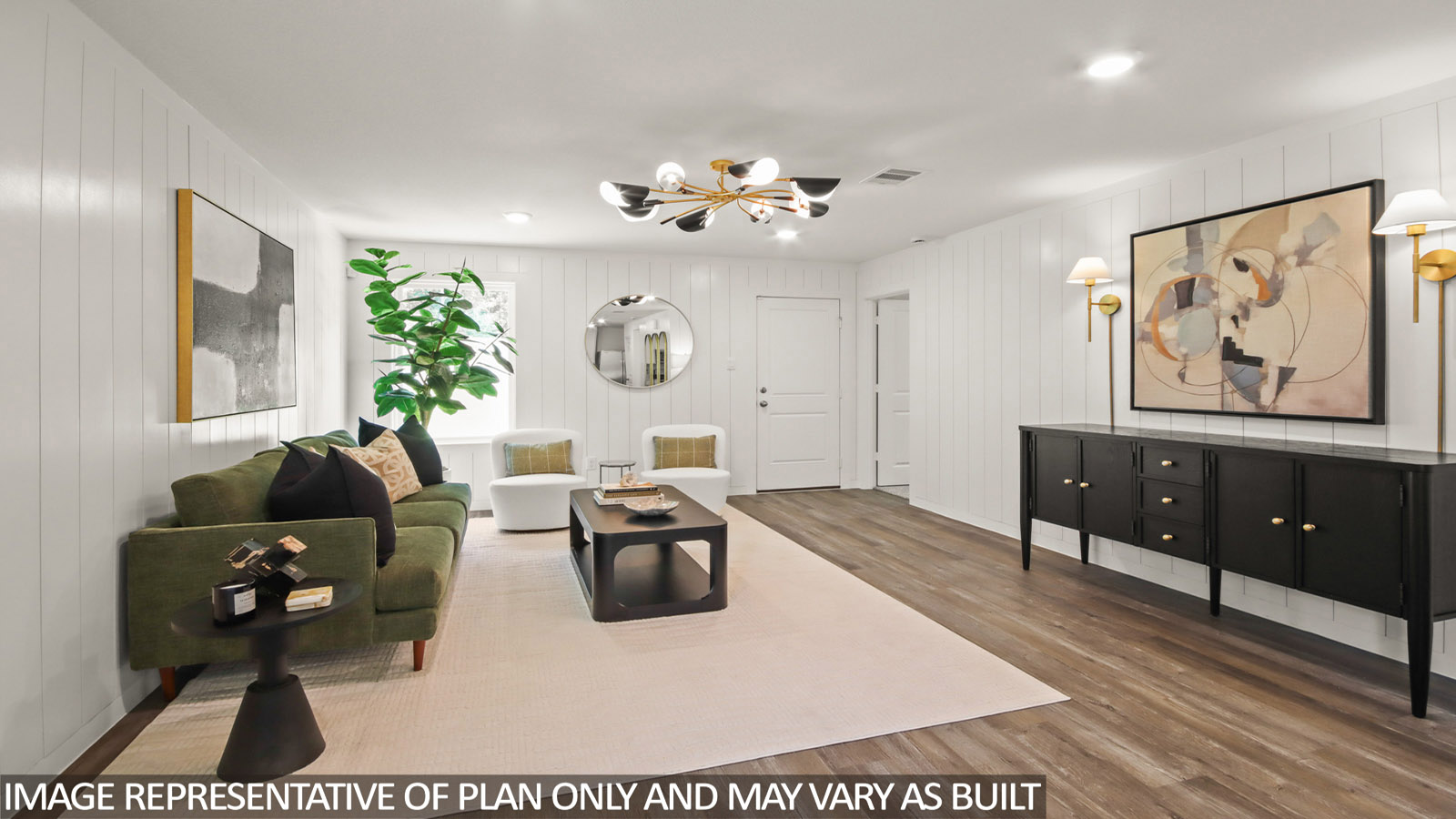 open concept living and dining area with inyl flooring