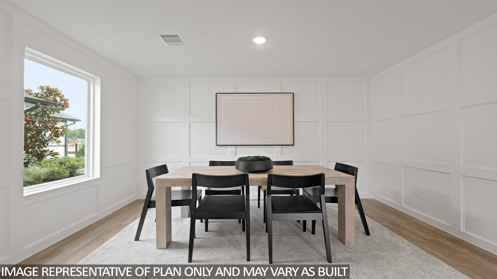 open concept living and dining area with vinyl flooring, quartz countertops, and large windows