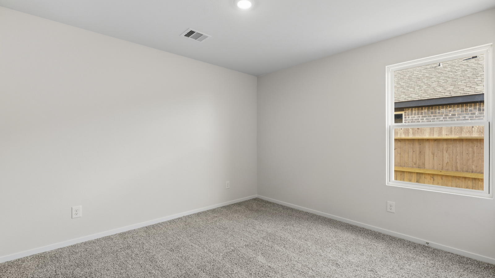 Secondary bedroom with shag carpet flooring and bright window