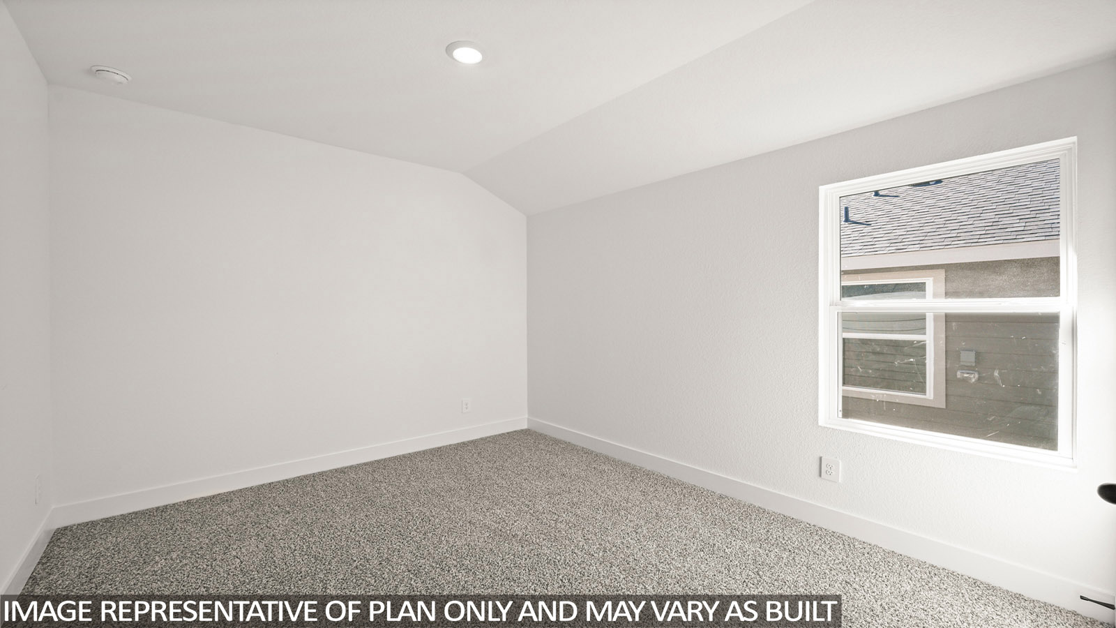 Secondary bedroom with shag carpet flooring and bright window