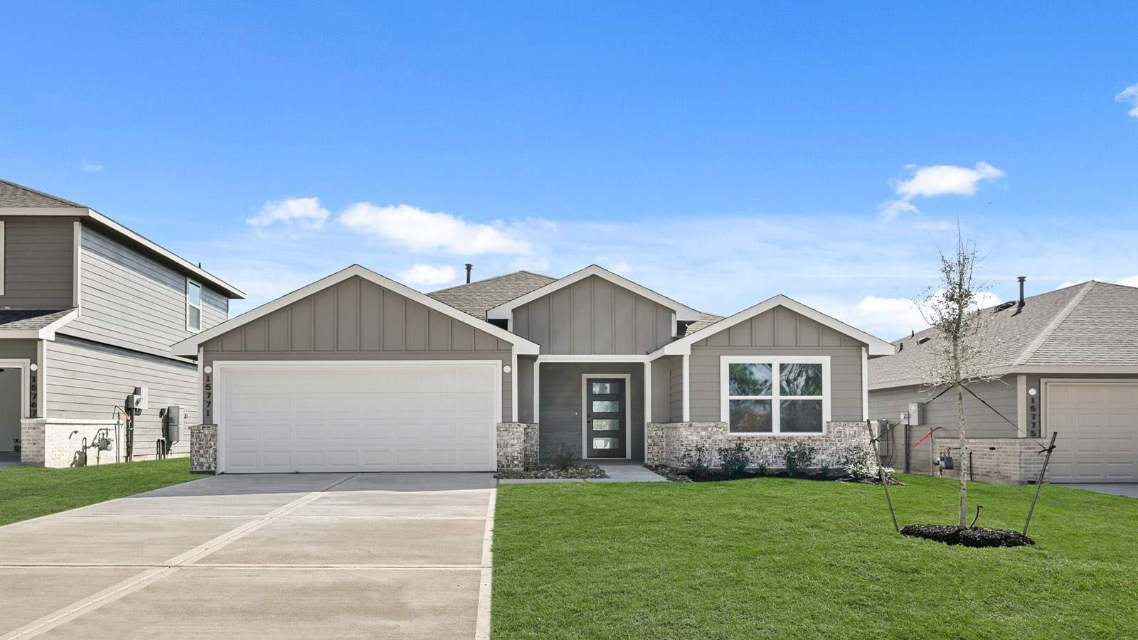 One story home with two car garage