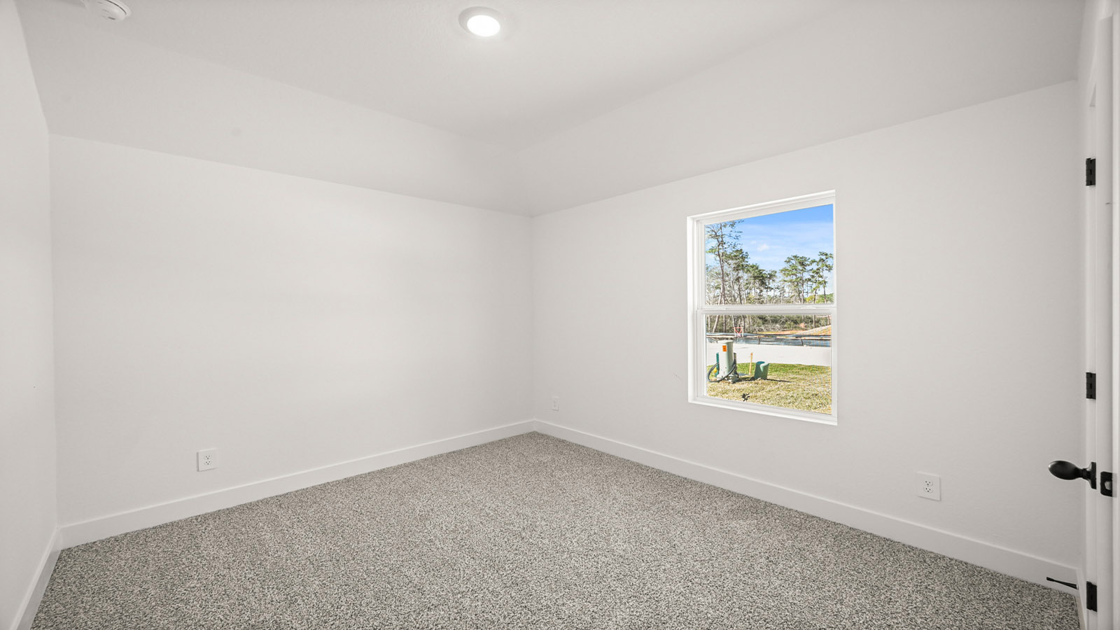 Secondary bedroom with carpet flooring