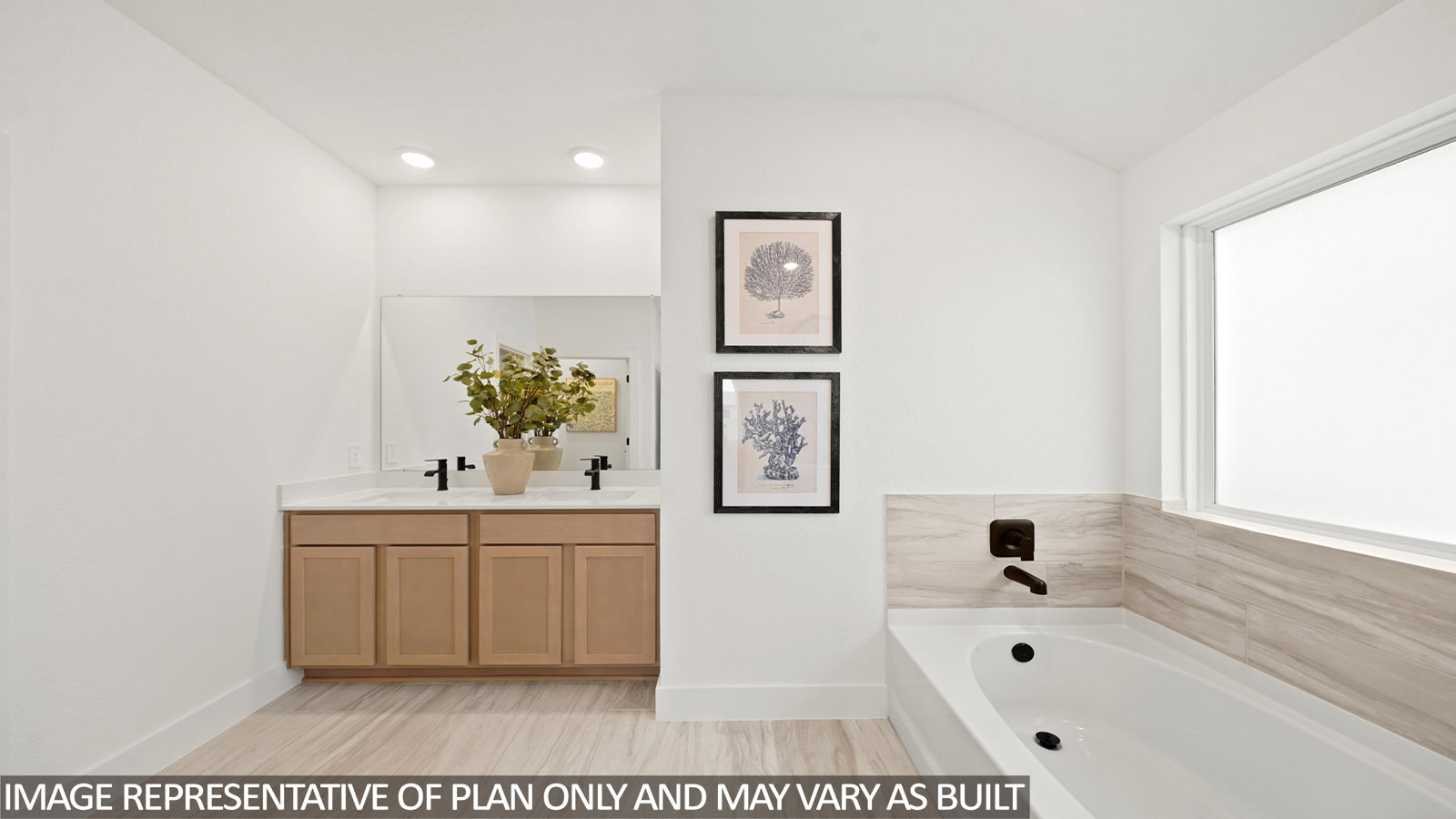 Primary bathroom with tub and shower