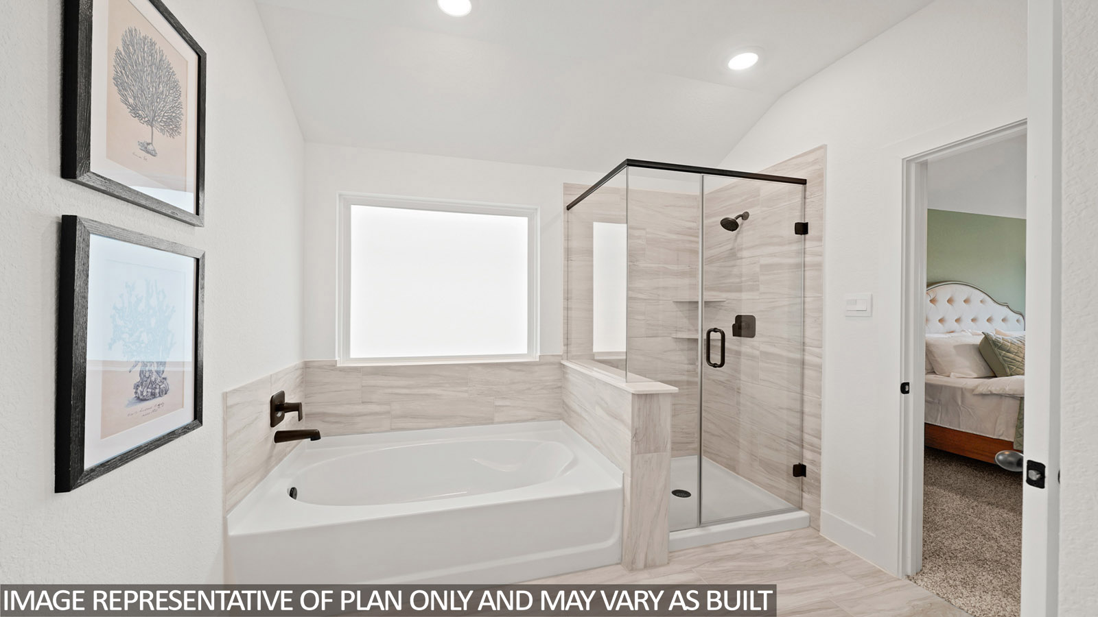 Primary bathroom with tub and shower