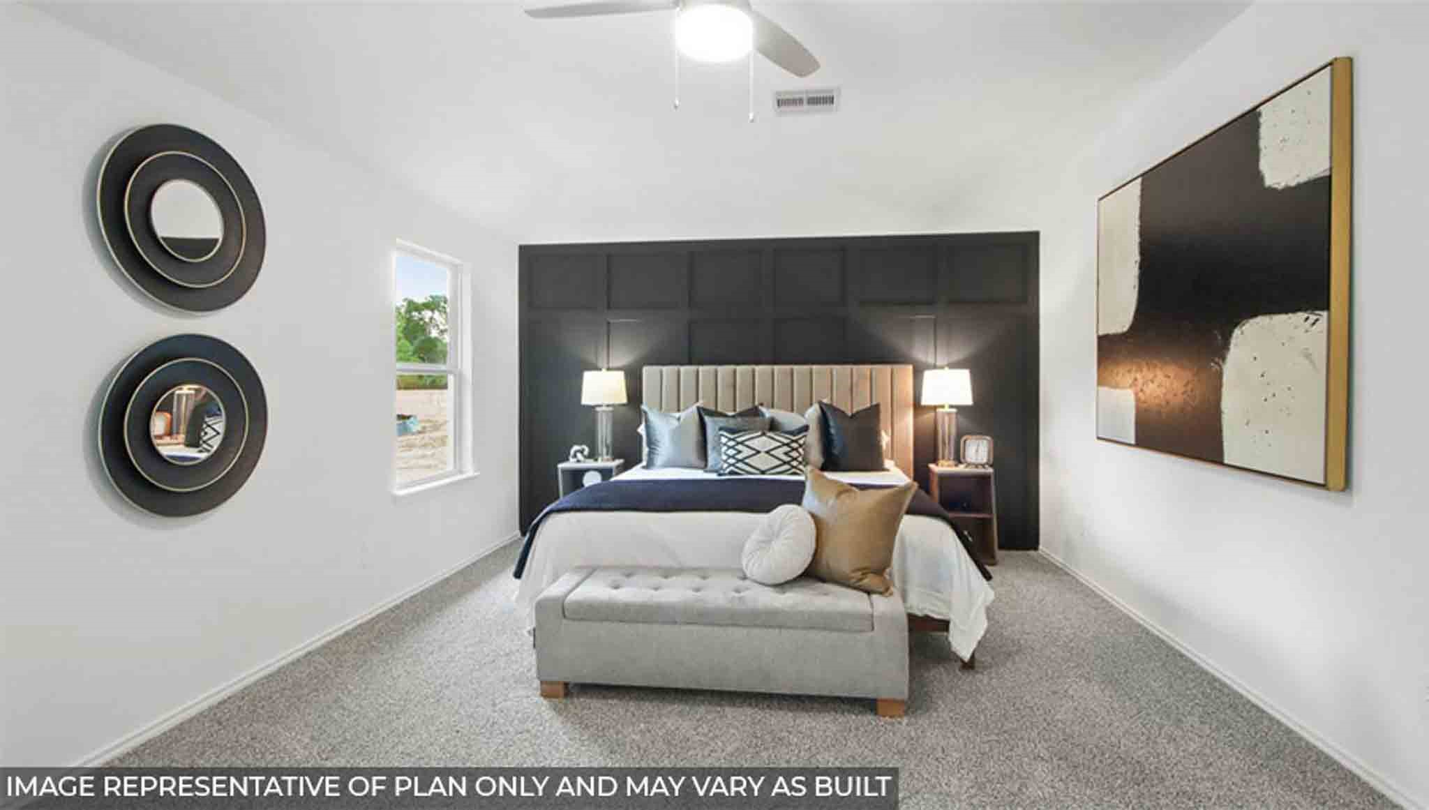 primary bedroom with carpet flooring