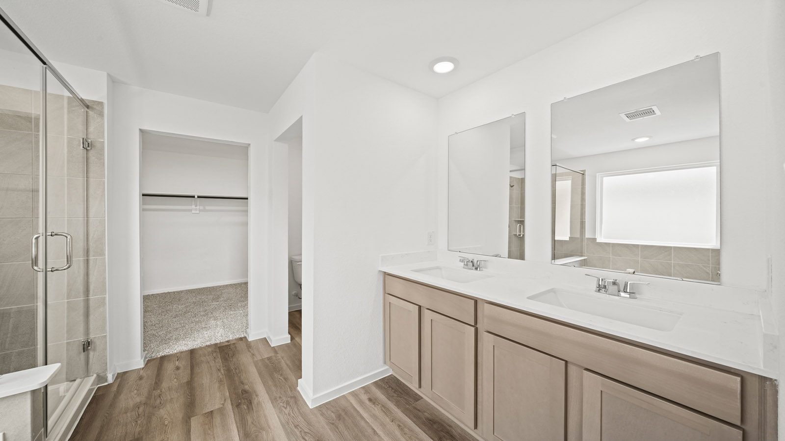 Primary bathroom with tub and shower