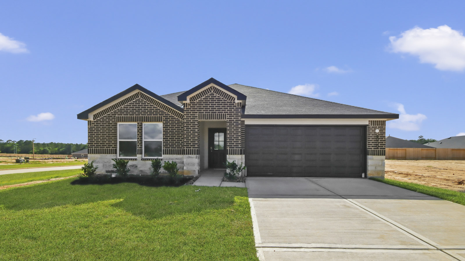 One story home with two car garage