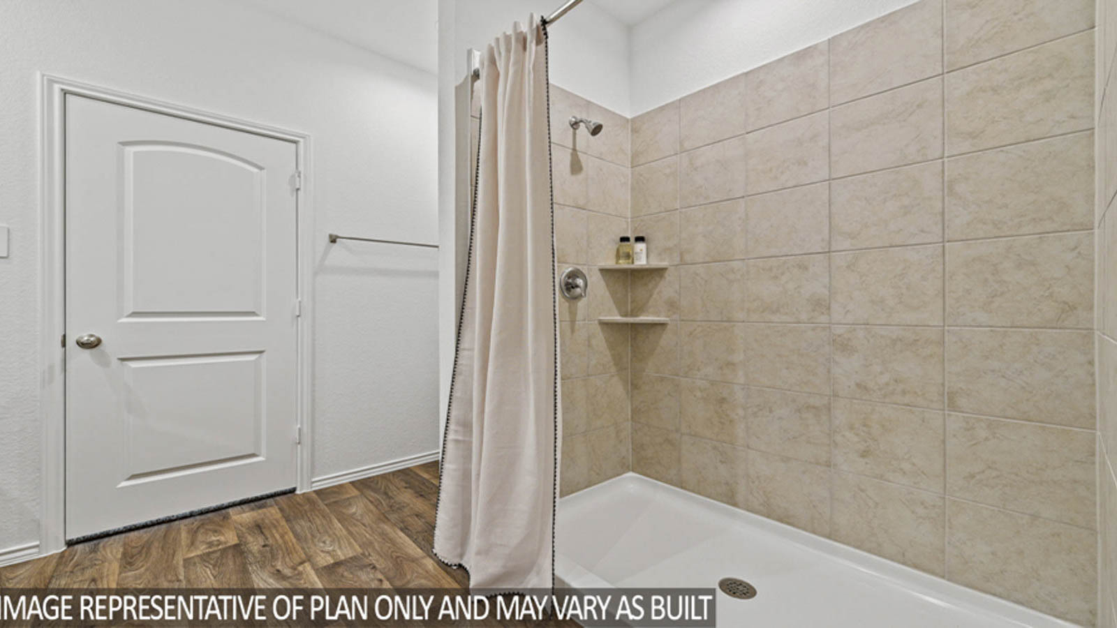 bathroom with built in shelving
