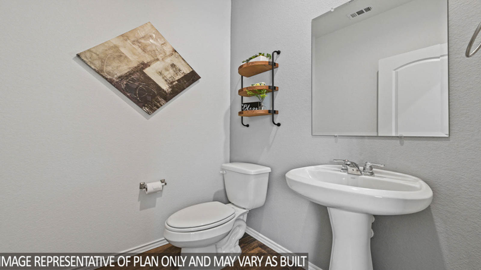 bathroom with built in shelving