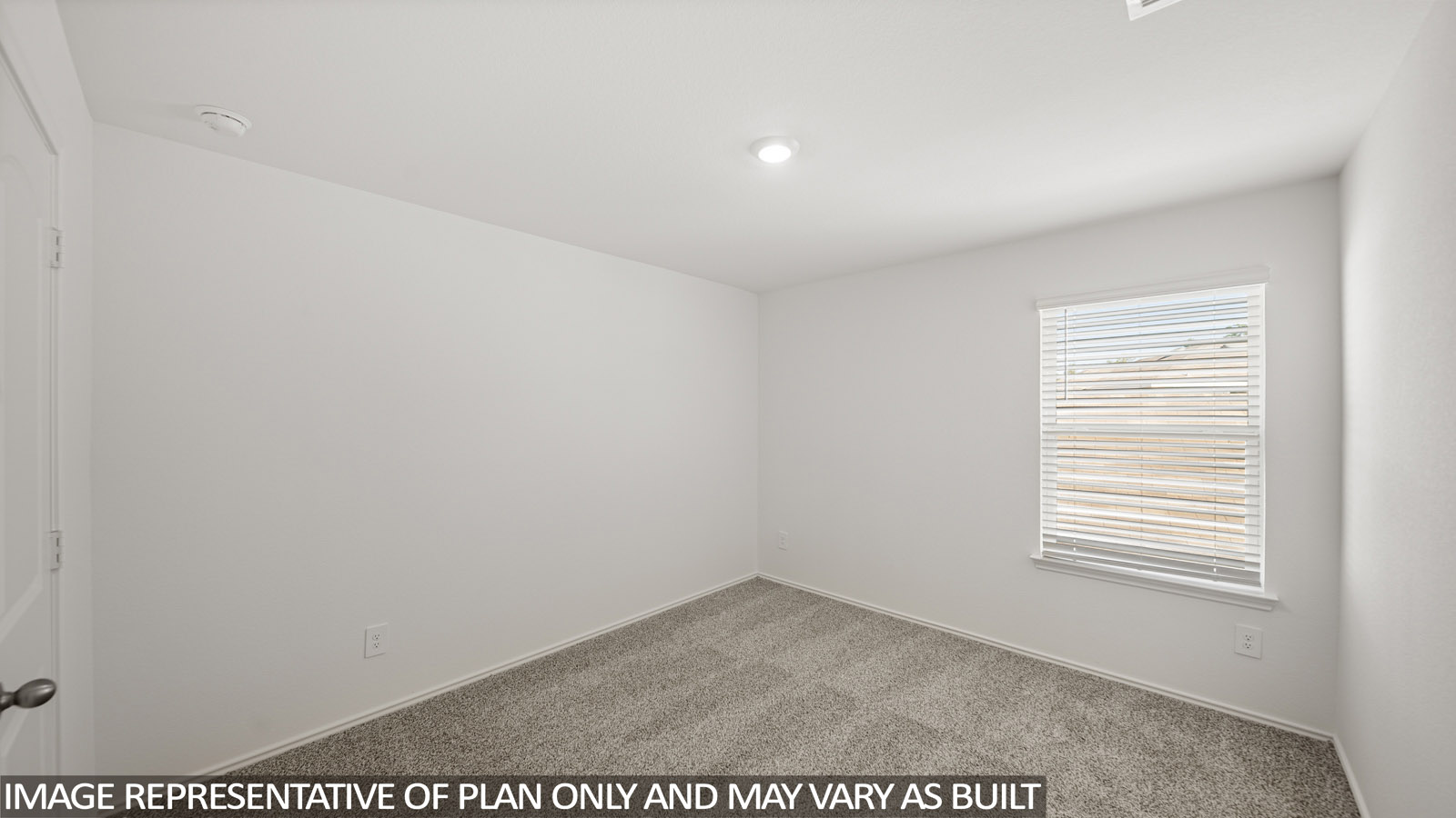 Secondary bedroom with shag carpet flooring and bright window