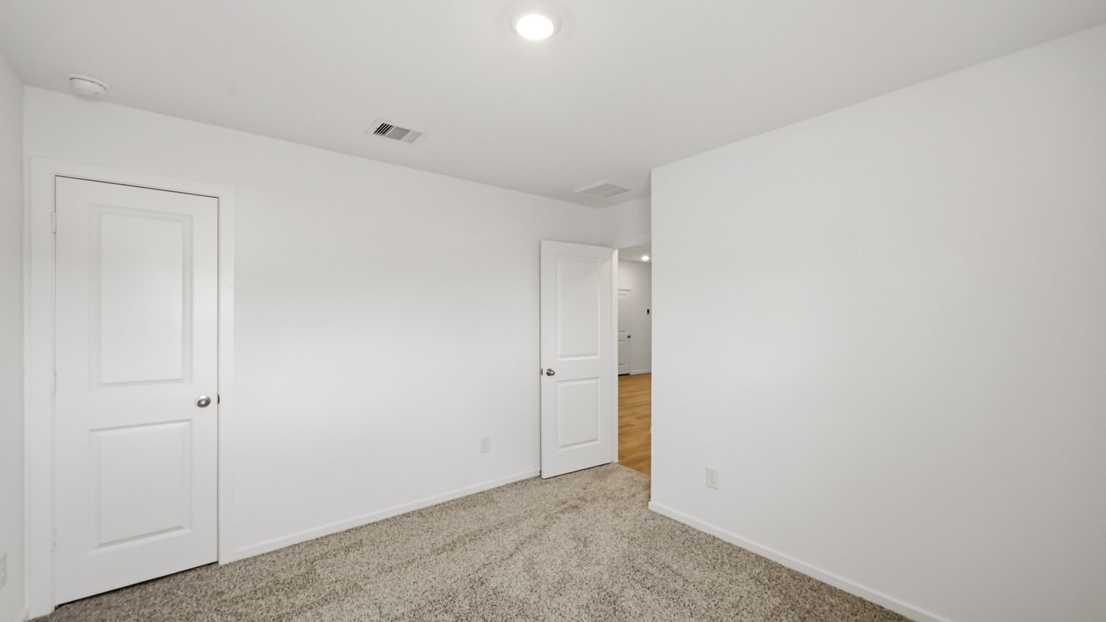 Secondary bedroom with shag carpet flooring and bright window