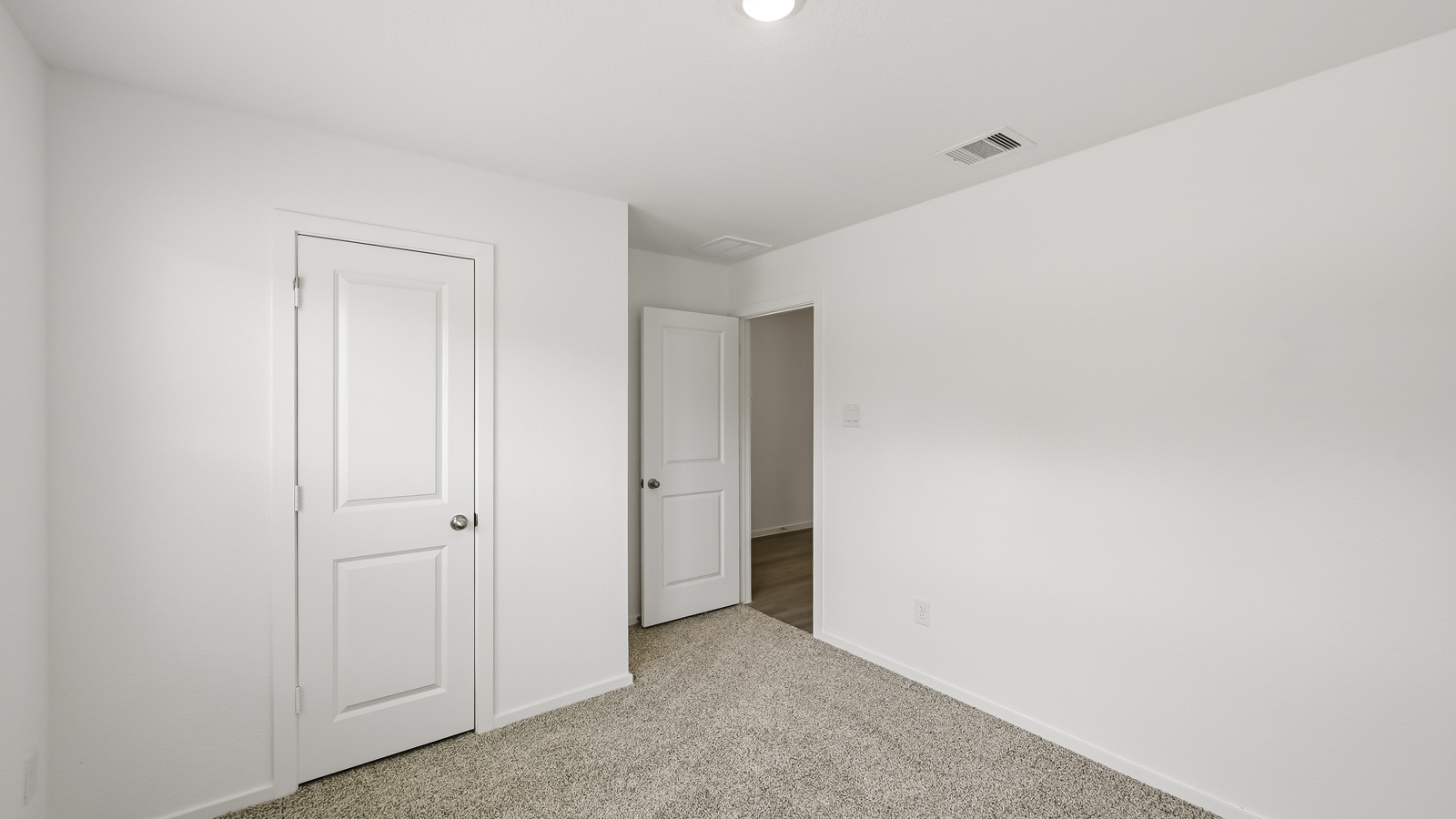 Secondary bedroom with shag carpet flooring and bright window