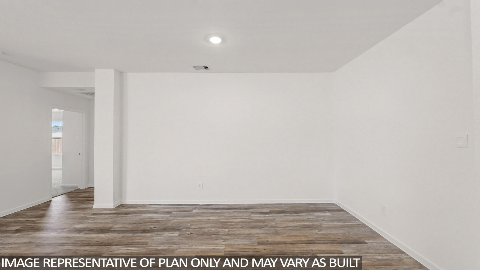 open concept living and dining area with vinyl flooring and large windows