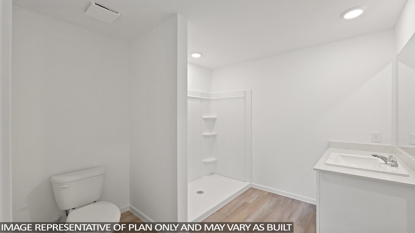 Primary bathroom with stand-alone shower with tiles and semi frameless glass in Willis TX