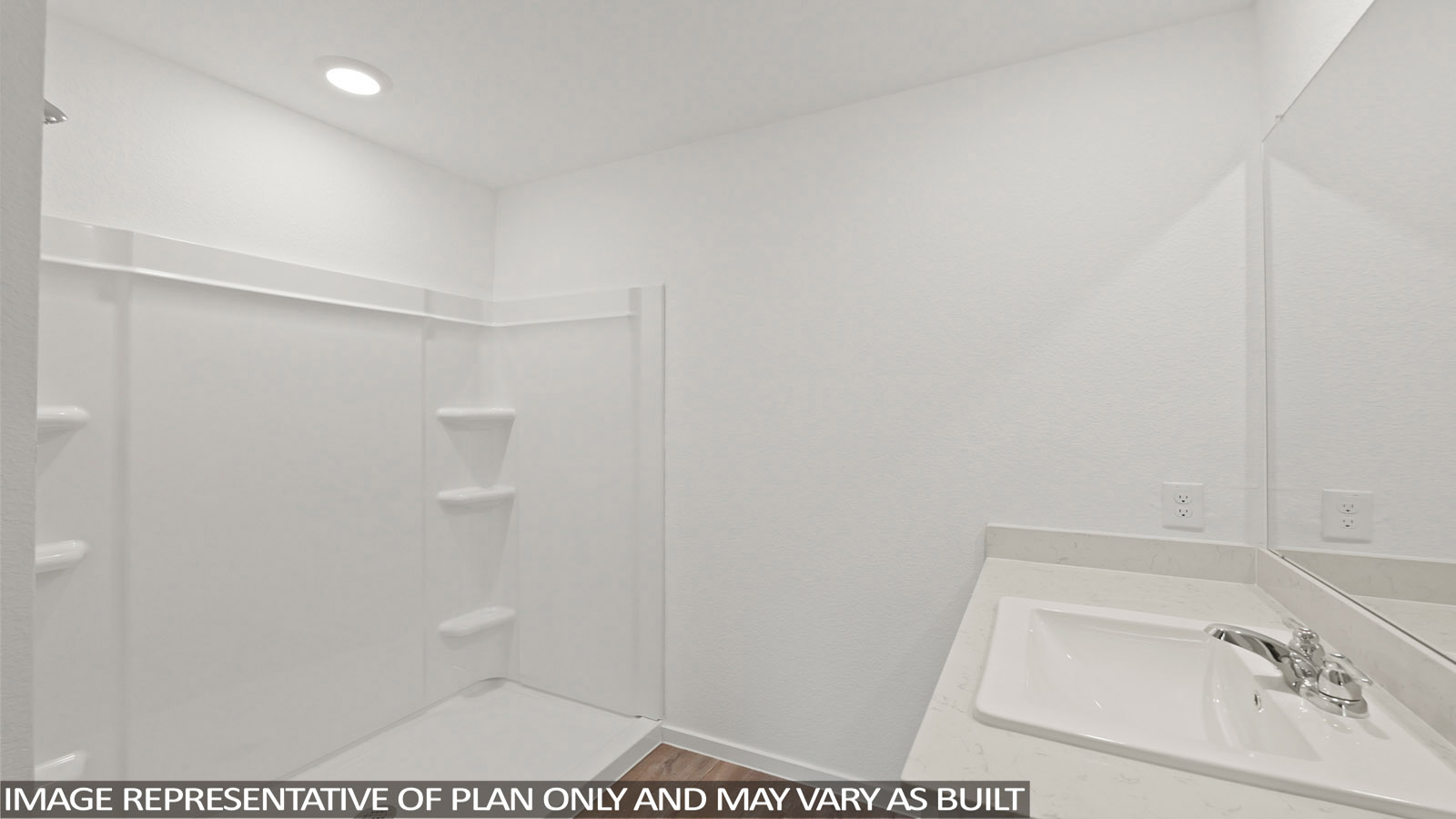 Primary bathroom with stand-alone shower with tiles and semi frameless glass in Willis TX
