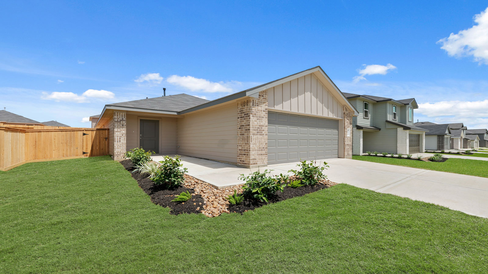 One story home with two car garage
