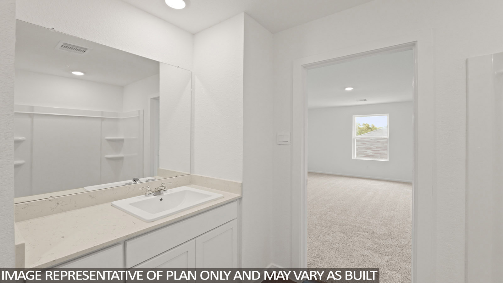 Primary bathroom with single sink