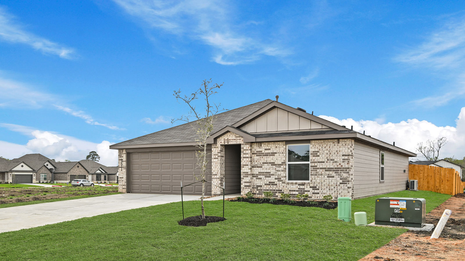 One story home with two car garage