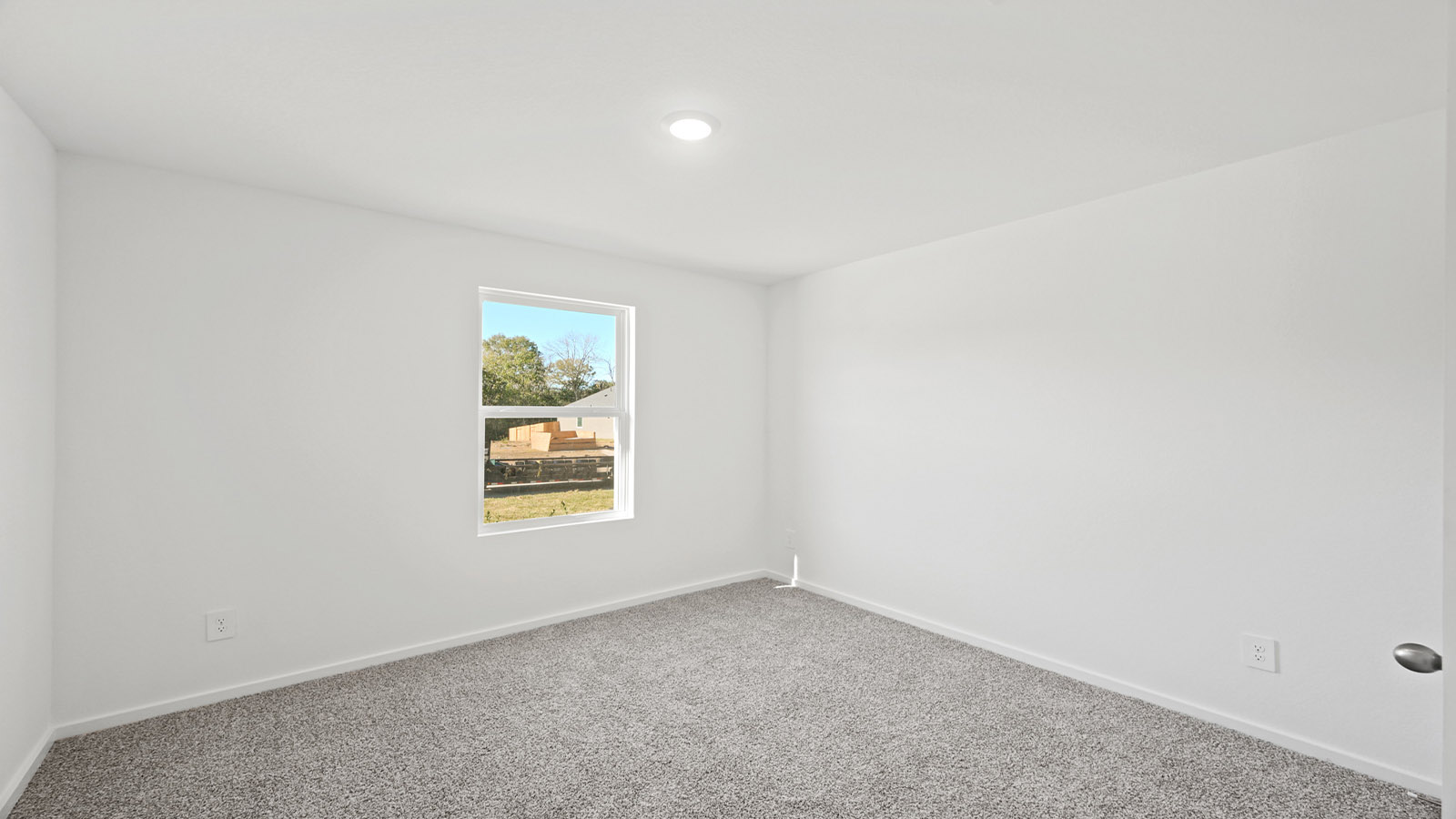 Secondary bedroom with carpet flooring