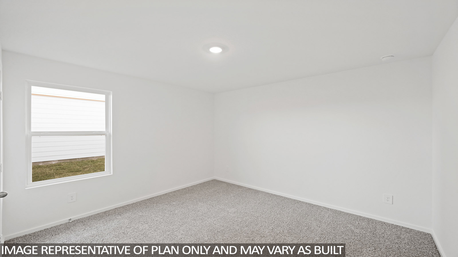 Secondary bedroom with shag carpet flooring and bright window
