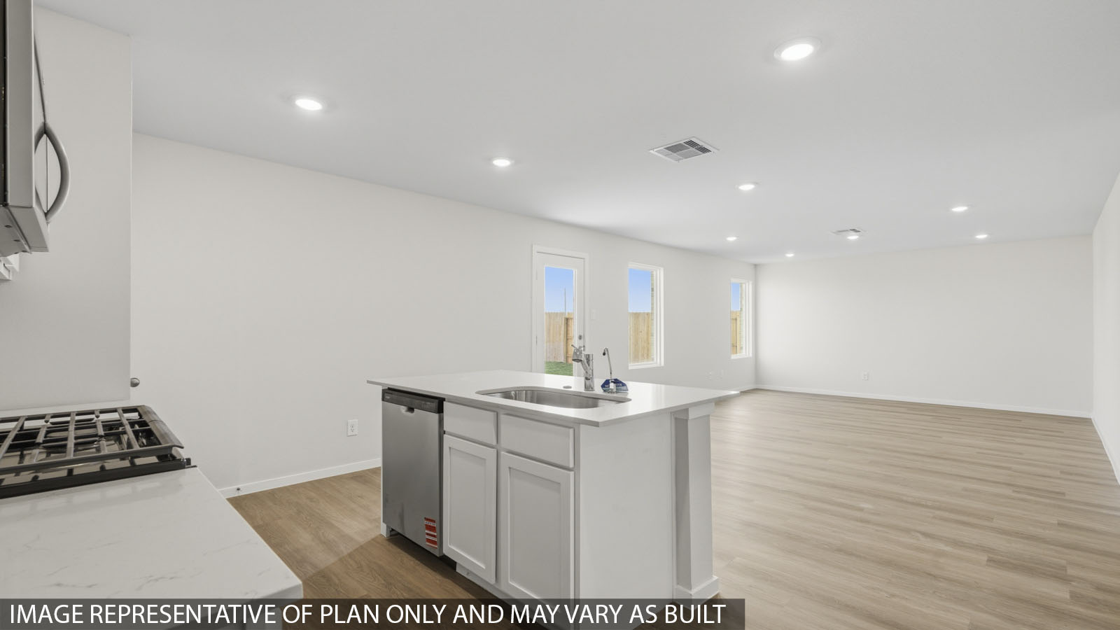 The Dawson floor plan offers a spacious and versatile two-story design with 2,129 square feet of thoughtfully planned living space. Featuring 5 bedrooms, 3 bathrooms, and a 2-car garage, this home provides the perfect balance of comfort, functionality, and style.  The open-concept main floor creates a warm and inviting atmosphere, connecting the kitchen, dining, and family areas- ideal for entertaining or spending quality time together. The modern kitchen includes abundant cabinetry, ample counter space, and a central island, making it a perfect hub for everyday meals and gatherings.  A first-floor bedroom and full bathroom add flexibility for guests or multi-generational living. Upstairs, the spacious owner’s suite serves as a private retreat with a large walk-in closet and ensuite bath featuring dual vanities and a walk-in shower. Three additional bedrooms and a secondary bathroom provide plenty of room for family or a home office setup.  A dedicated laundry room and thoughtfully designed storage areas enhance daily convenience. With its open living spaces, private upstairs retreat, and flexible layout, the Dawson floor plan is ideal for growing families seeking both comfort and versatility in a modern, efficient home design.