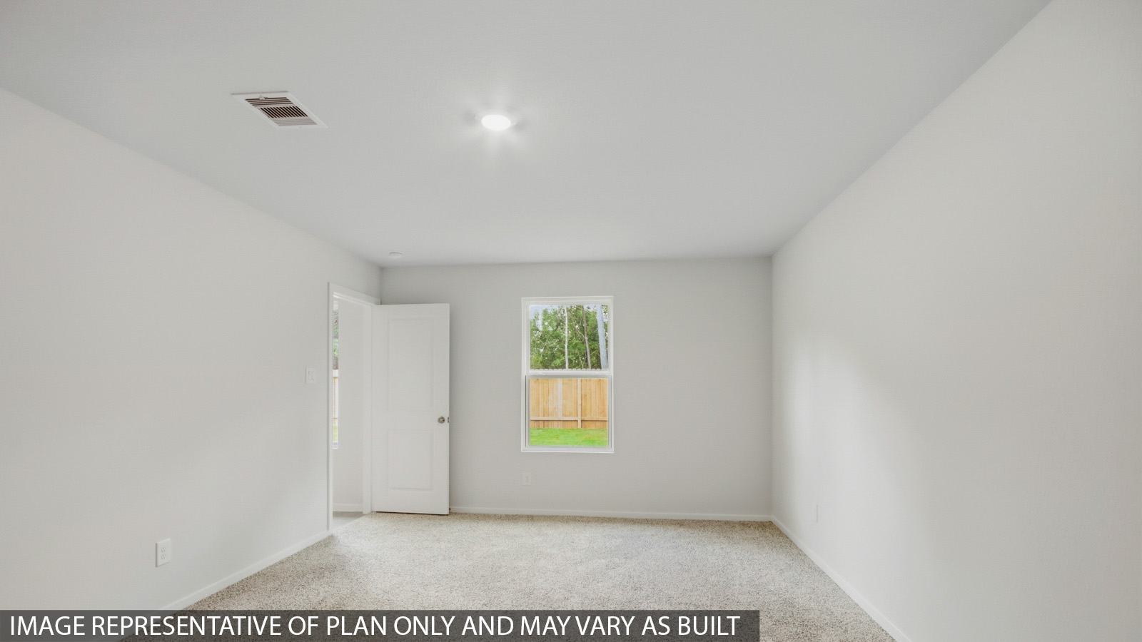 Large Primary bedroom with shag carpet flooring and bright window