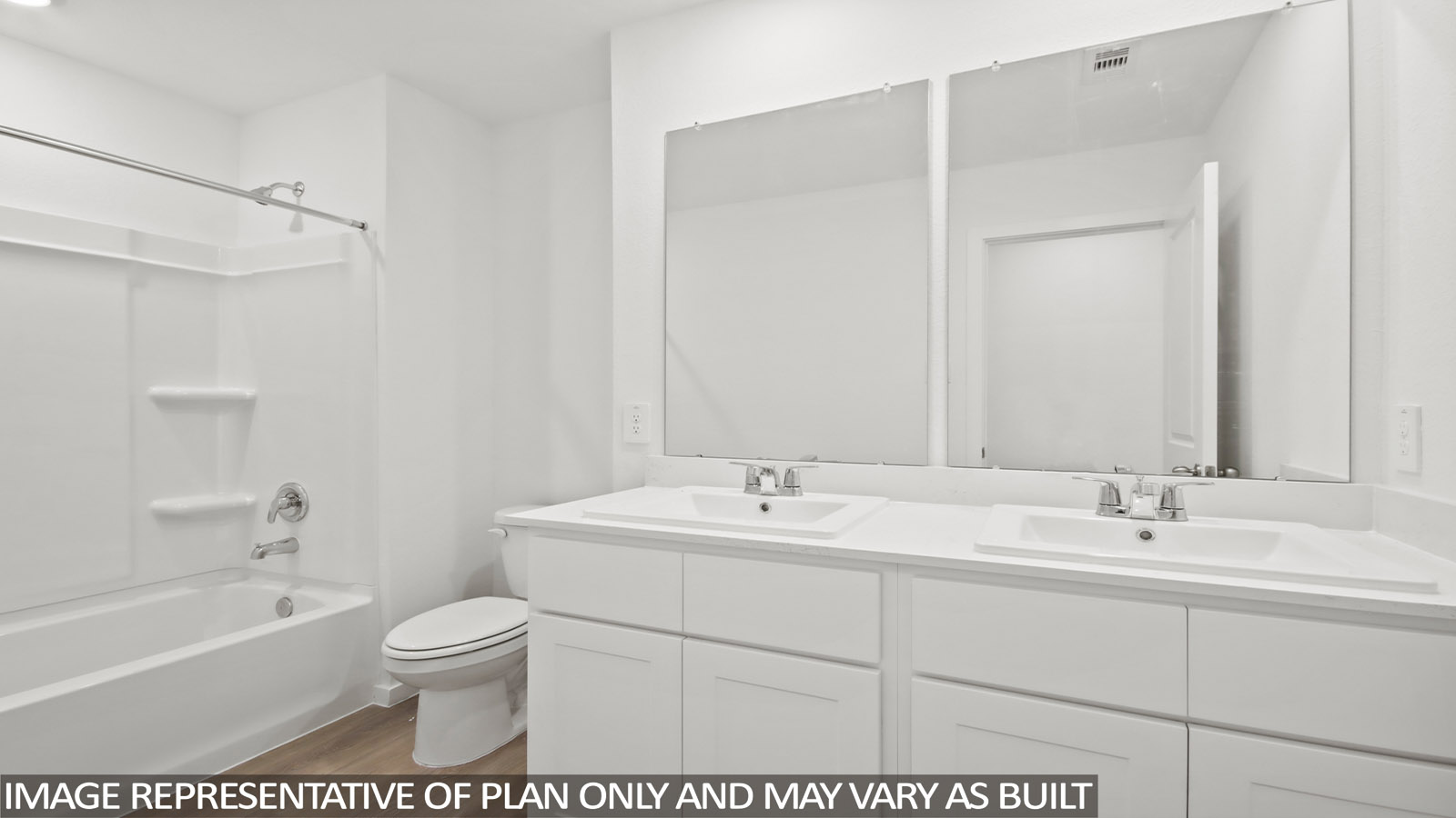 Secondary bathroom with tub/shower combo with quartz counter tops in Willis TX