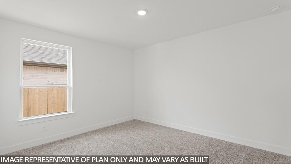 Secondary bedroom with shag carpet flooring and bright window