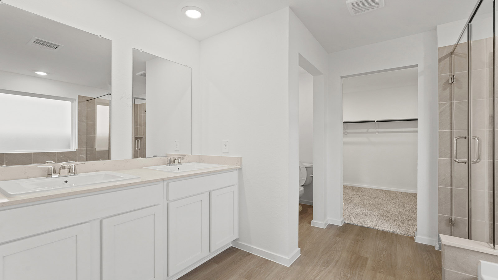 Primary bathroom with tub and shower