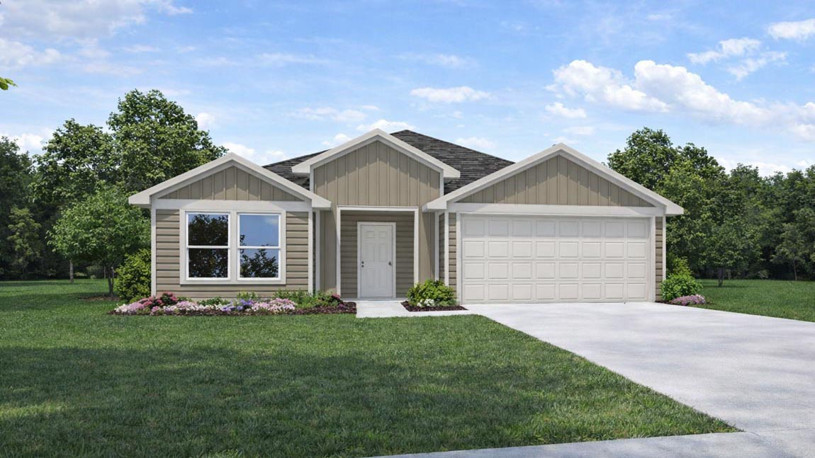 One story home with two car garage