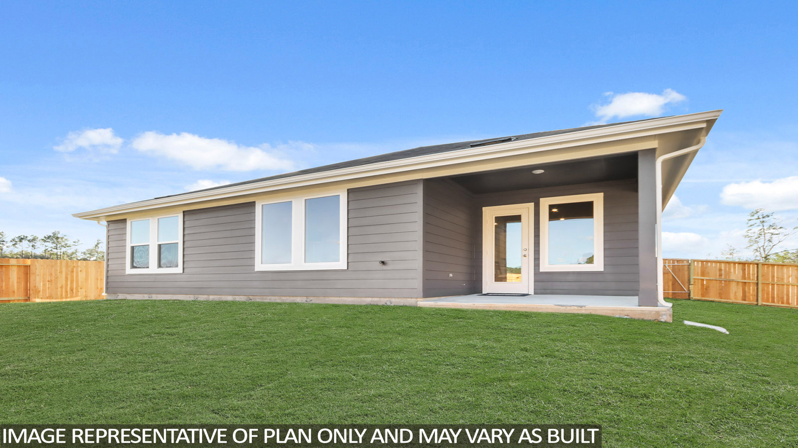 covered patio with jamies hardie siding and overhead lighting