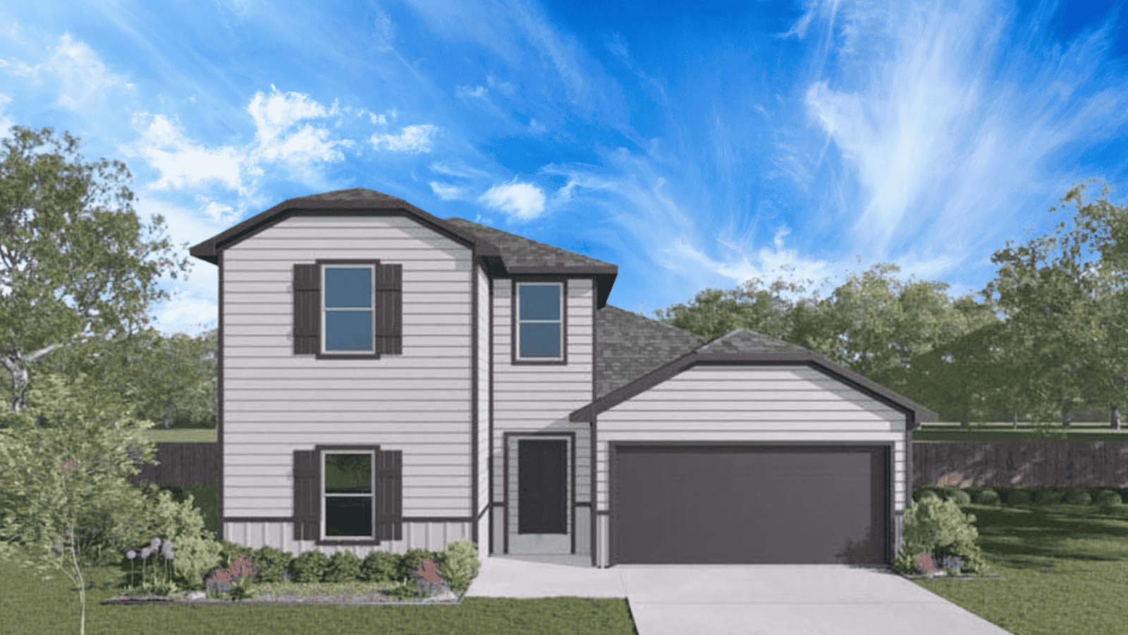 Two story home with two car garage