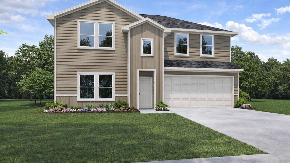 Two story home with two car garage