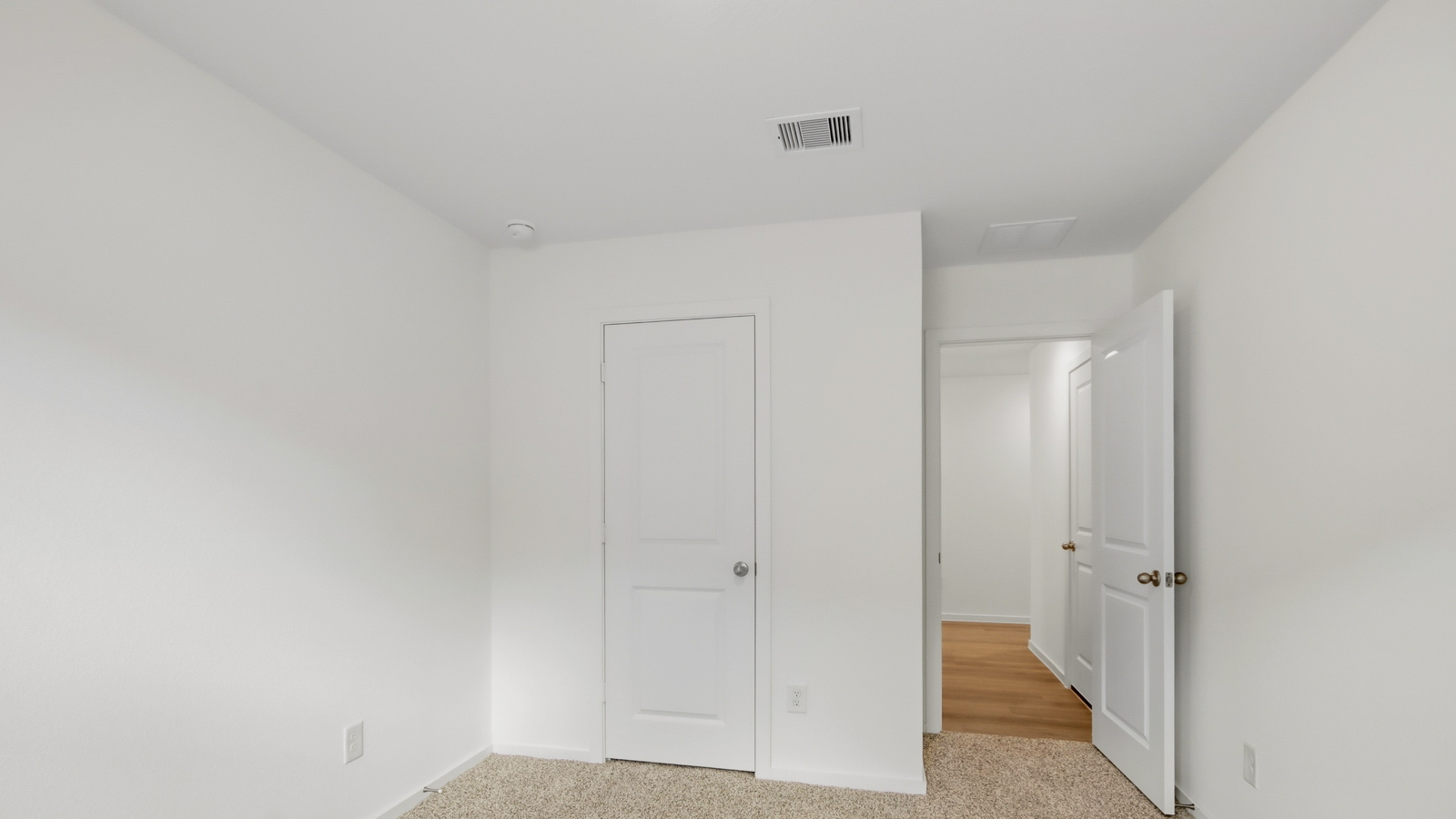 Secondary bedroom with shag carpet flooring and bright window