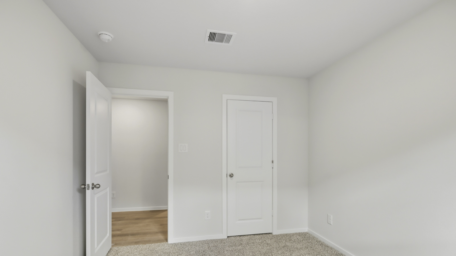 Secondary bedroom with shag carpet flooring and bright window