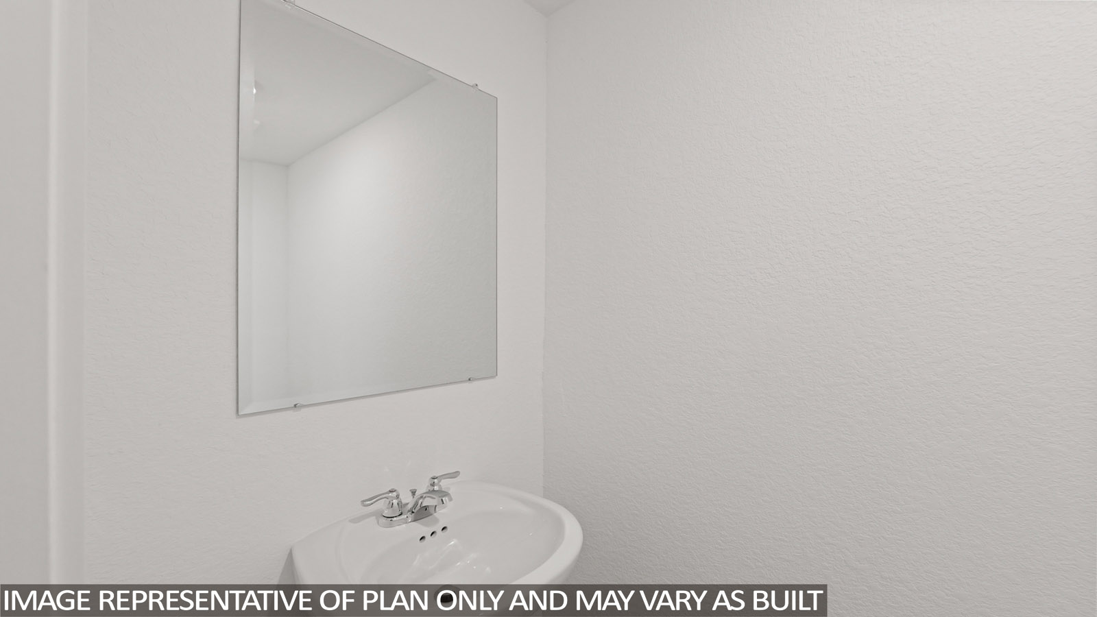Powder bathroom with pedestal sink right off the foyer entry hallway