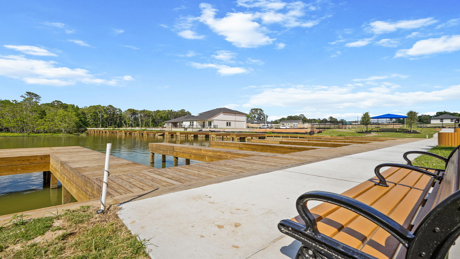 Picnic benches and shade