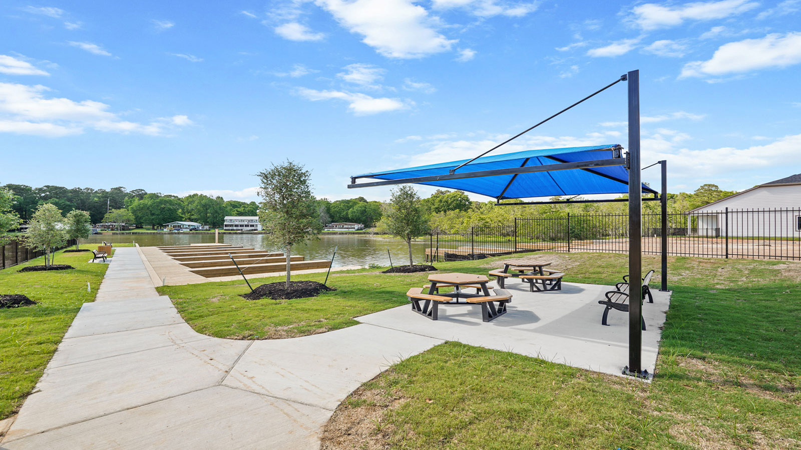 Picnic benches and shade