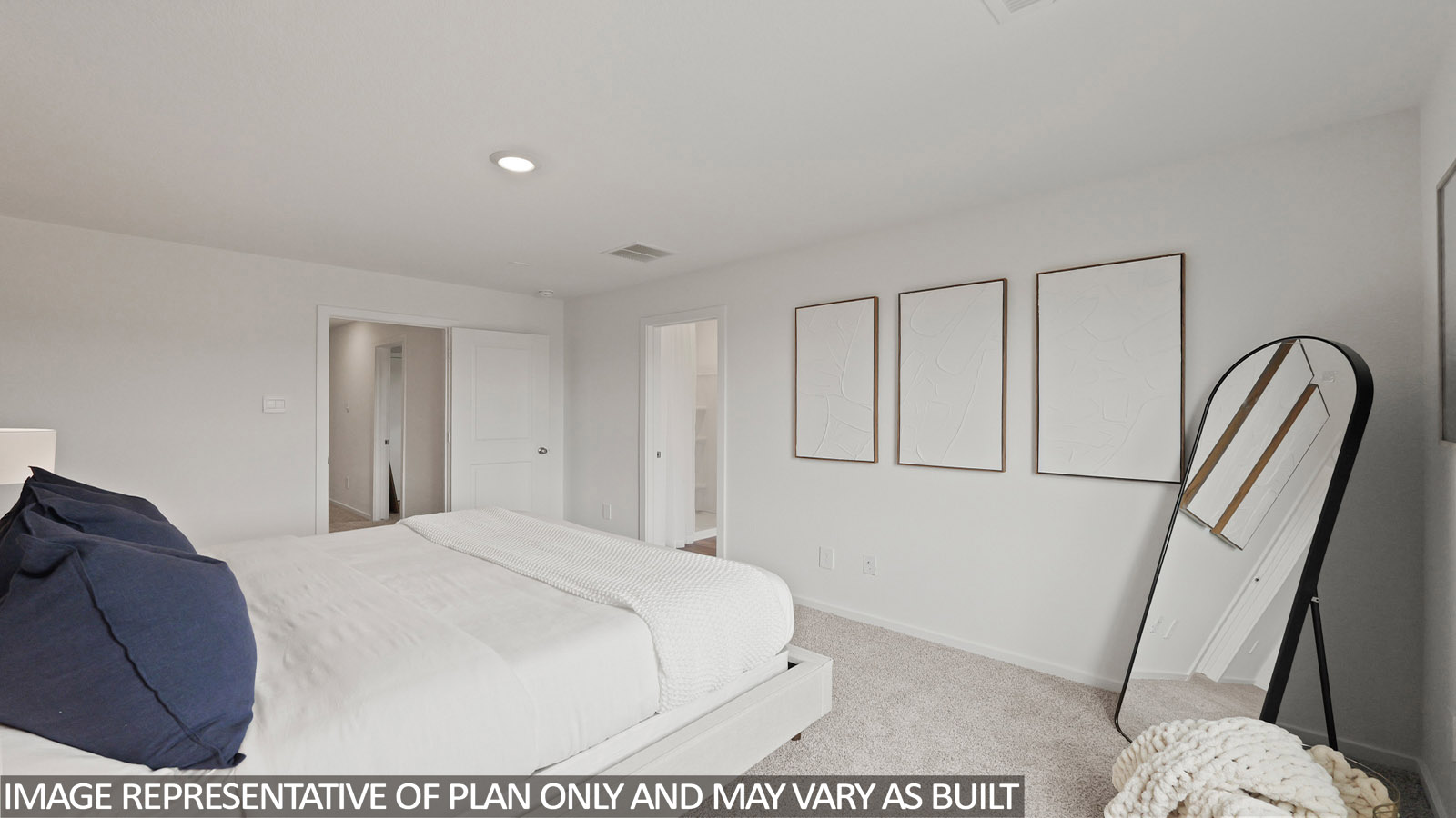 Large Primary bedroom with shag carpet flooring and bright window
