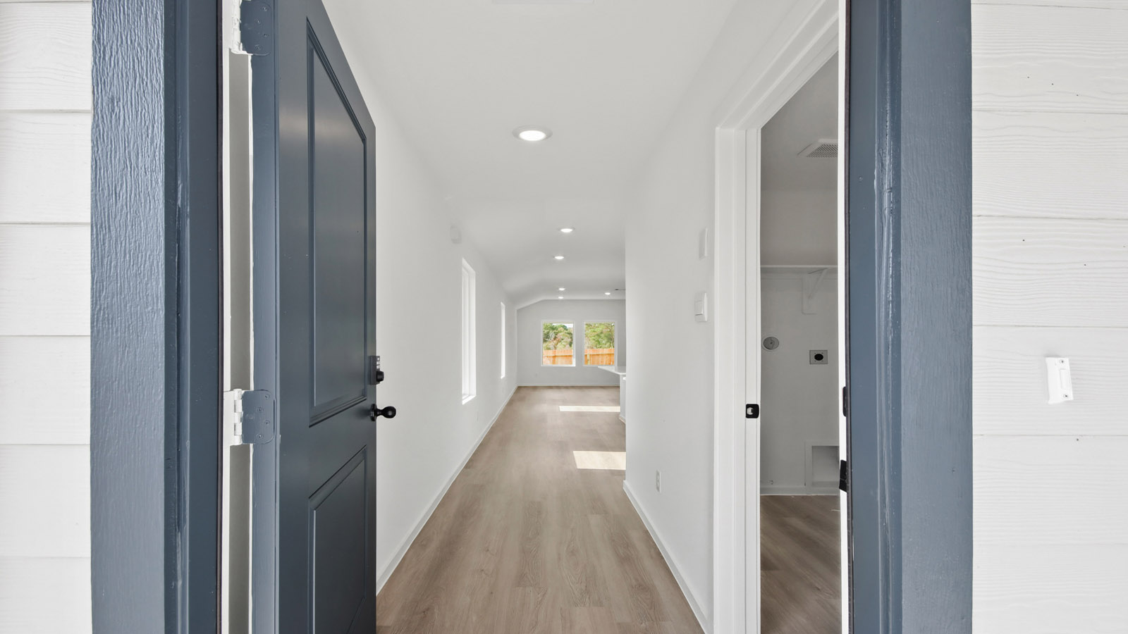 Entry hallway with vinyl flooring