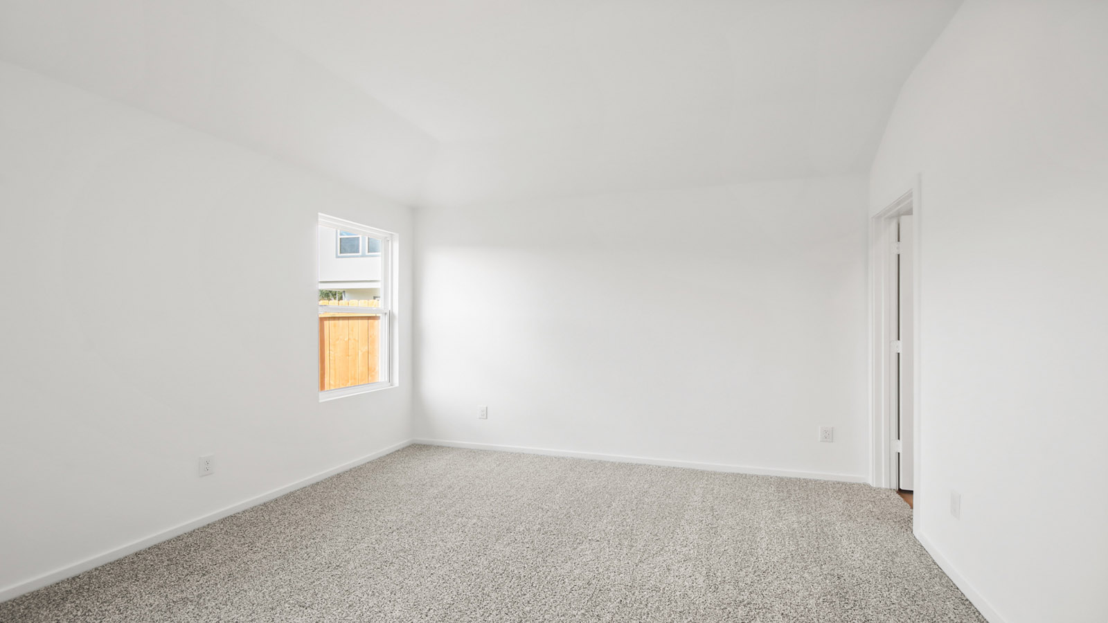 Large Primary bedroom with shag carpet flooring and bright window