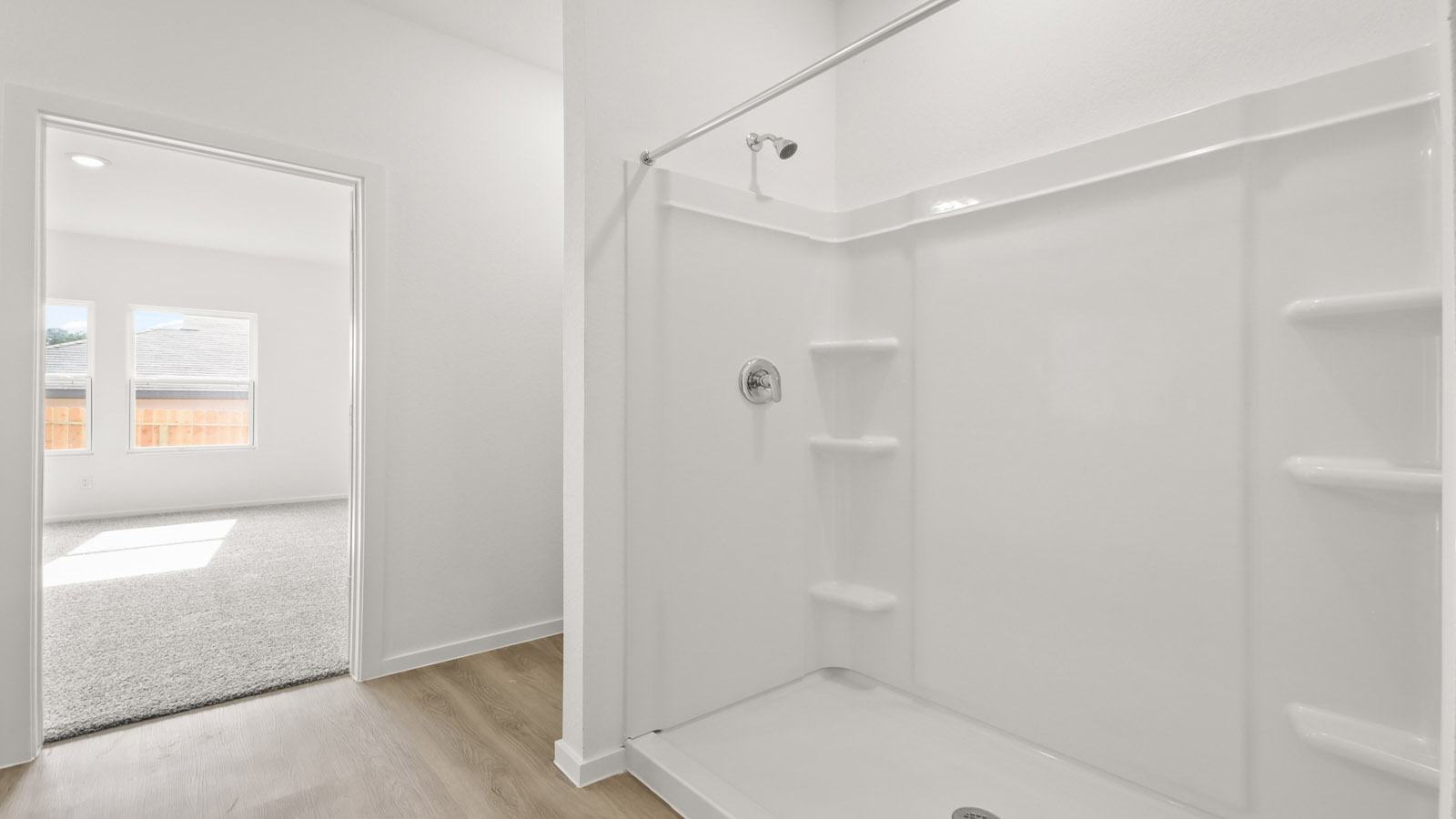 primary bathroom with stand alone shower