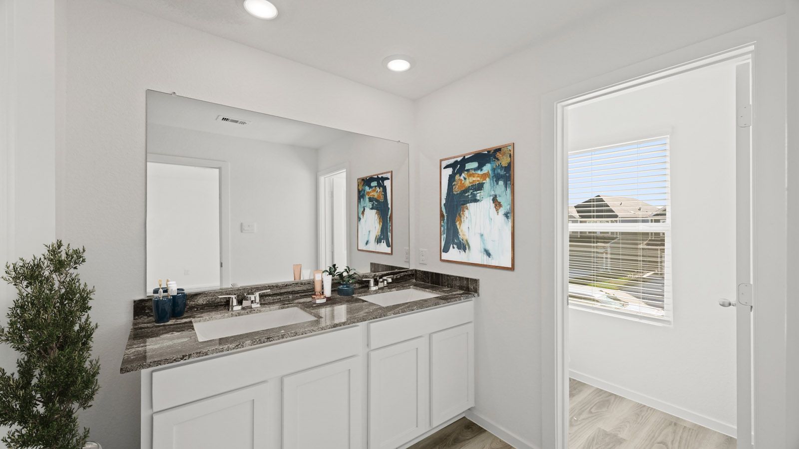 primary bathroom with double sink