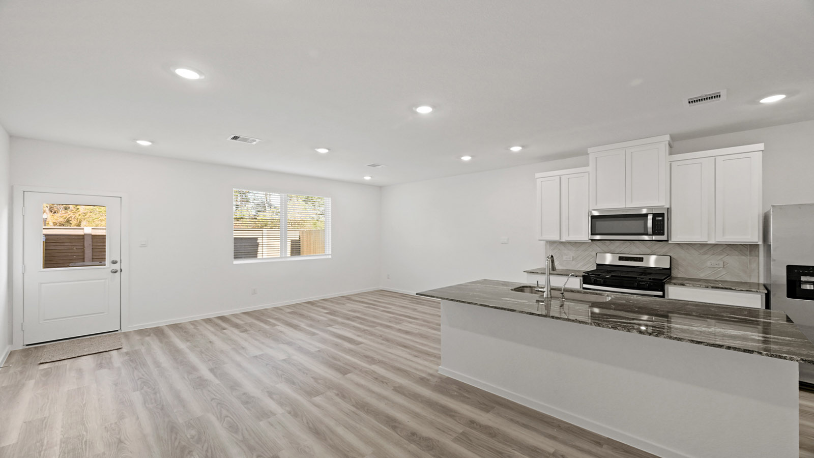 living room with vinyl flooring